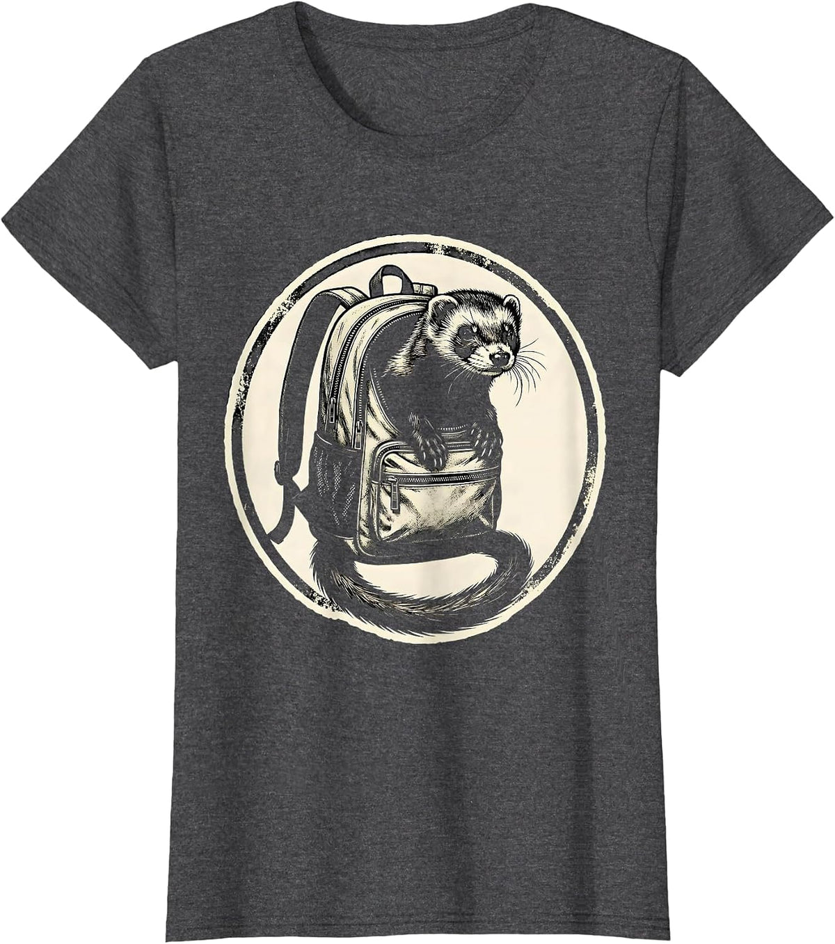 Women's Sealed Ferret Backpack Badge Funny Ferret Lover Christmas T-Shirt - Dark Heather Grey