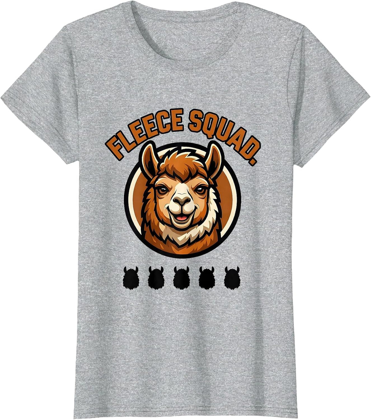 Women's Fleece Squad Bold Alpaca Mascot Funny Novelty Gift T-Shirt - Heather Grey