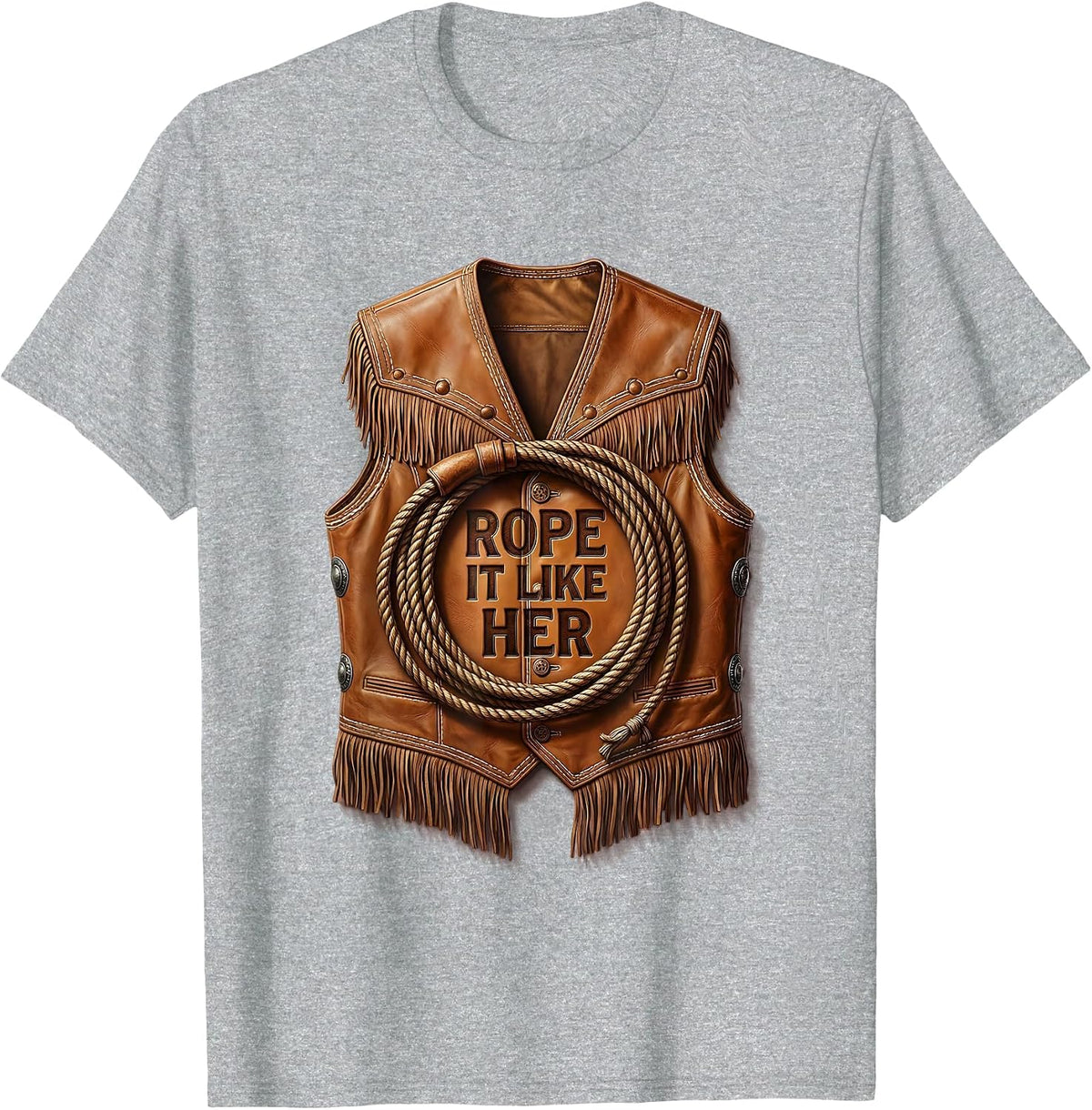 Men's Rope It Like Her Rodeo Cowgirl Design T-Shirt - Heather Grey