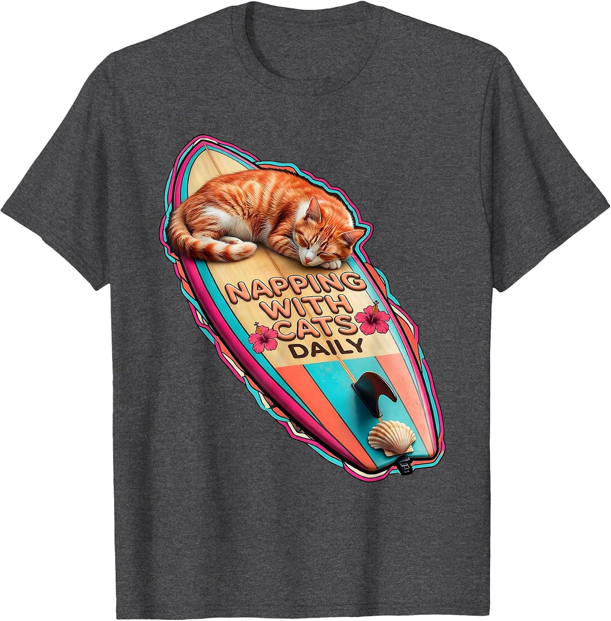 Napping With Cats Daily Cat Lover Design T-Shirt - Dark Heather Grey