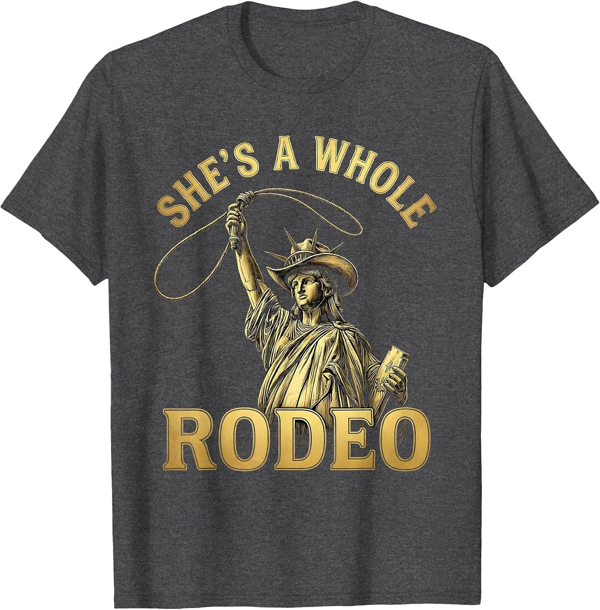 She's a Whole Rodeo White Cowgirl Design T-Shirt - Dark Heather Grey