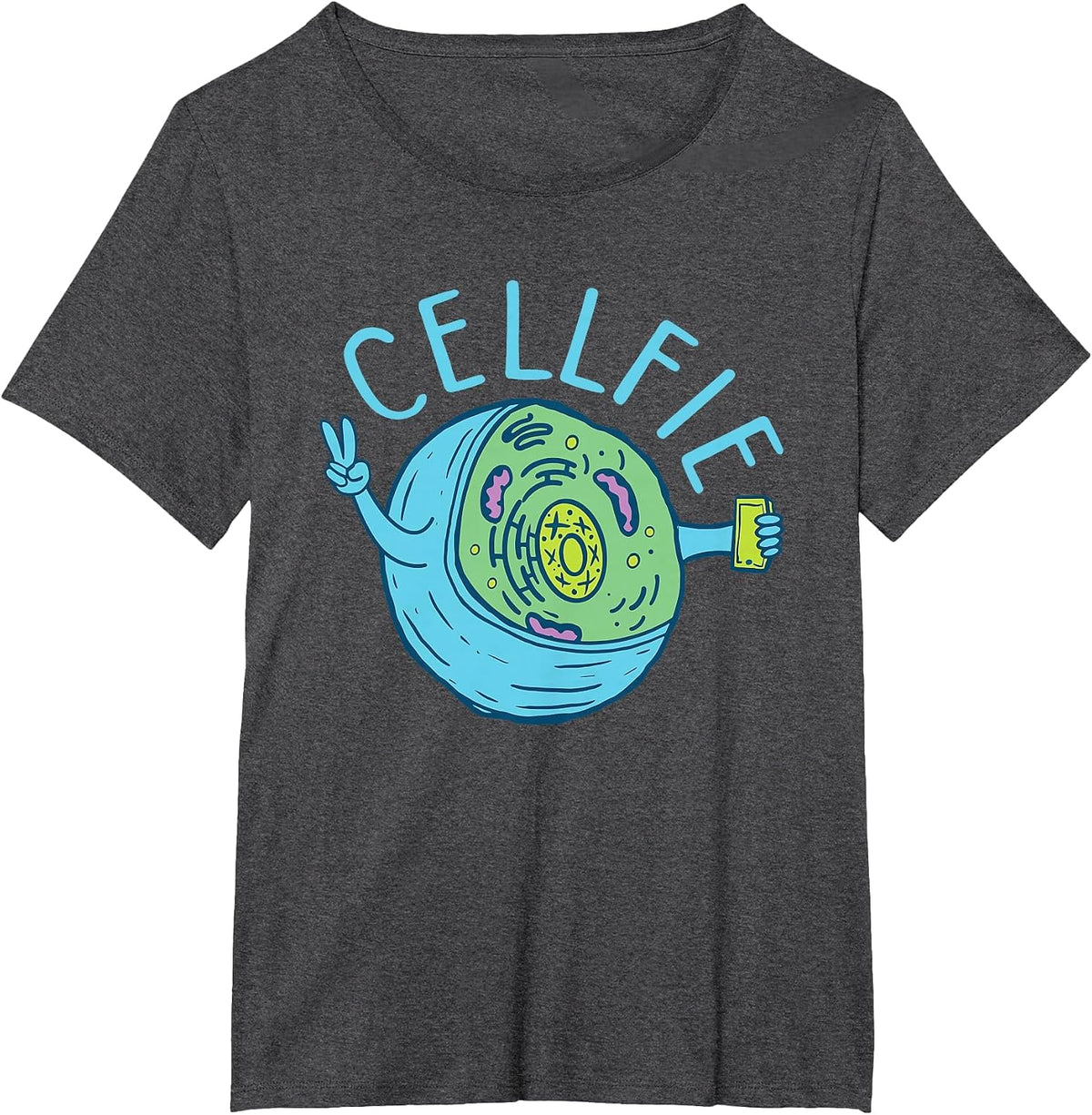 Cellfie - Funny Biologist Biology Student Cell Science T-Shirt - Dark Heather Grey