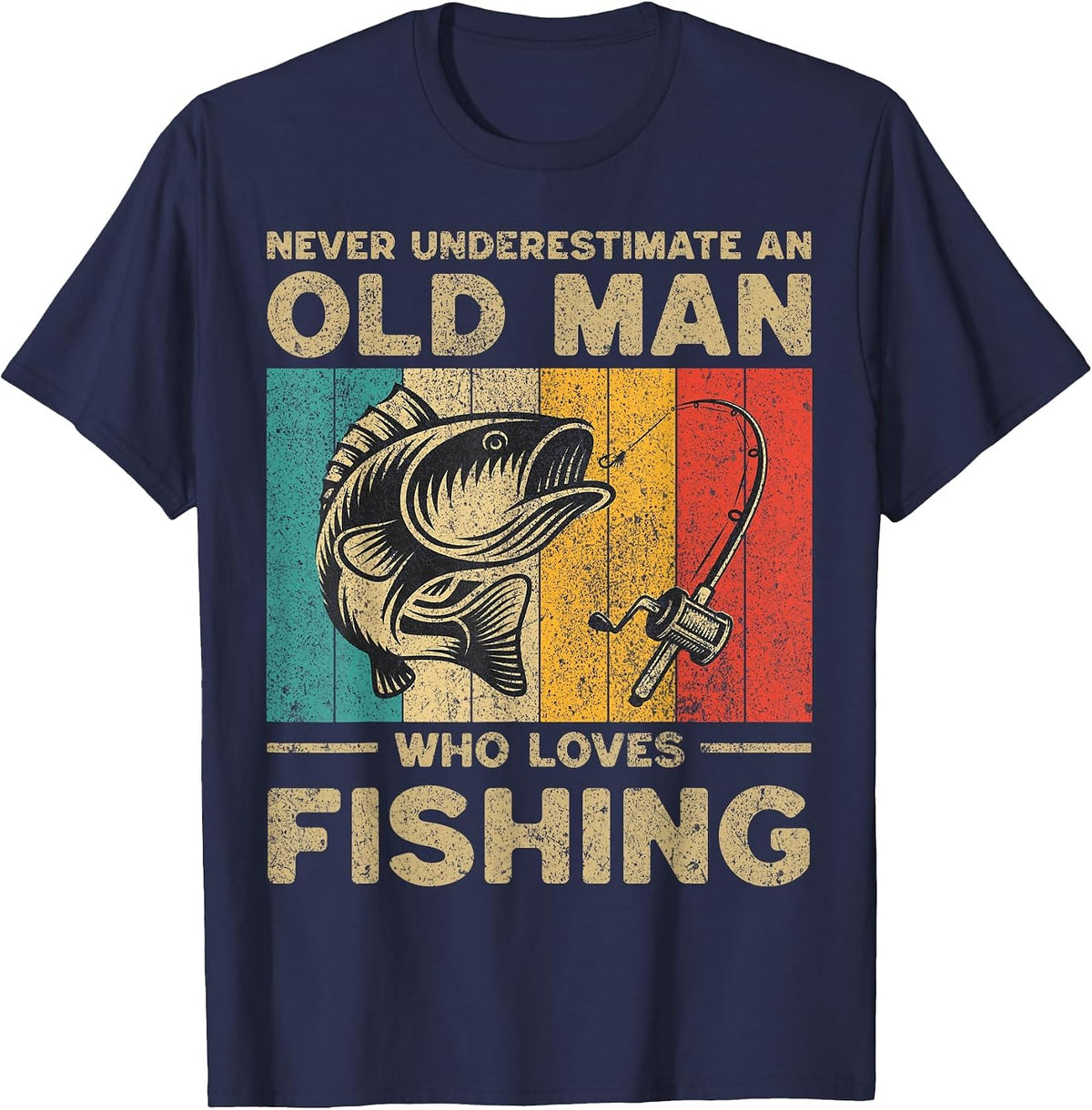Funny Vintage Fishing Jokes Womens Mens Fisherman Bass Fish T-Shirt - Navy Blue