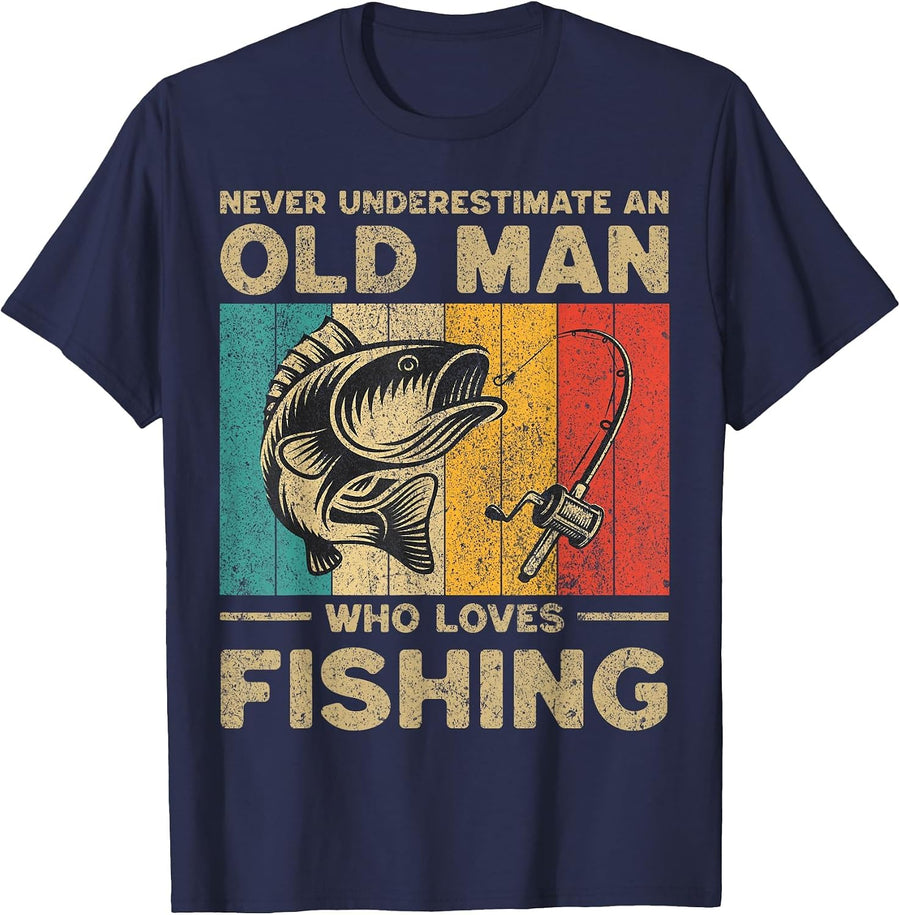 Funny Vintage Fishing Jokes Womens Mens Fisherman Bass Fish T-Shirt - Navy Blue