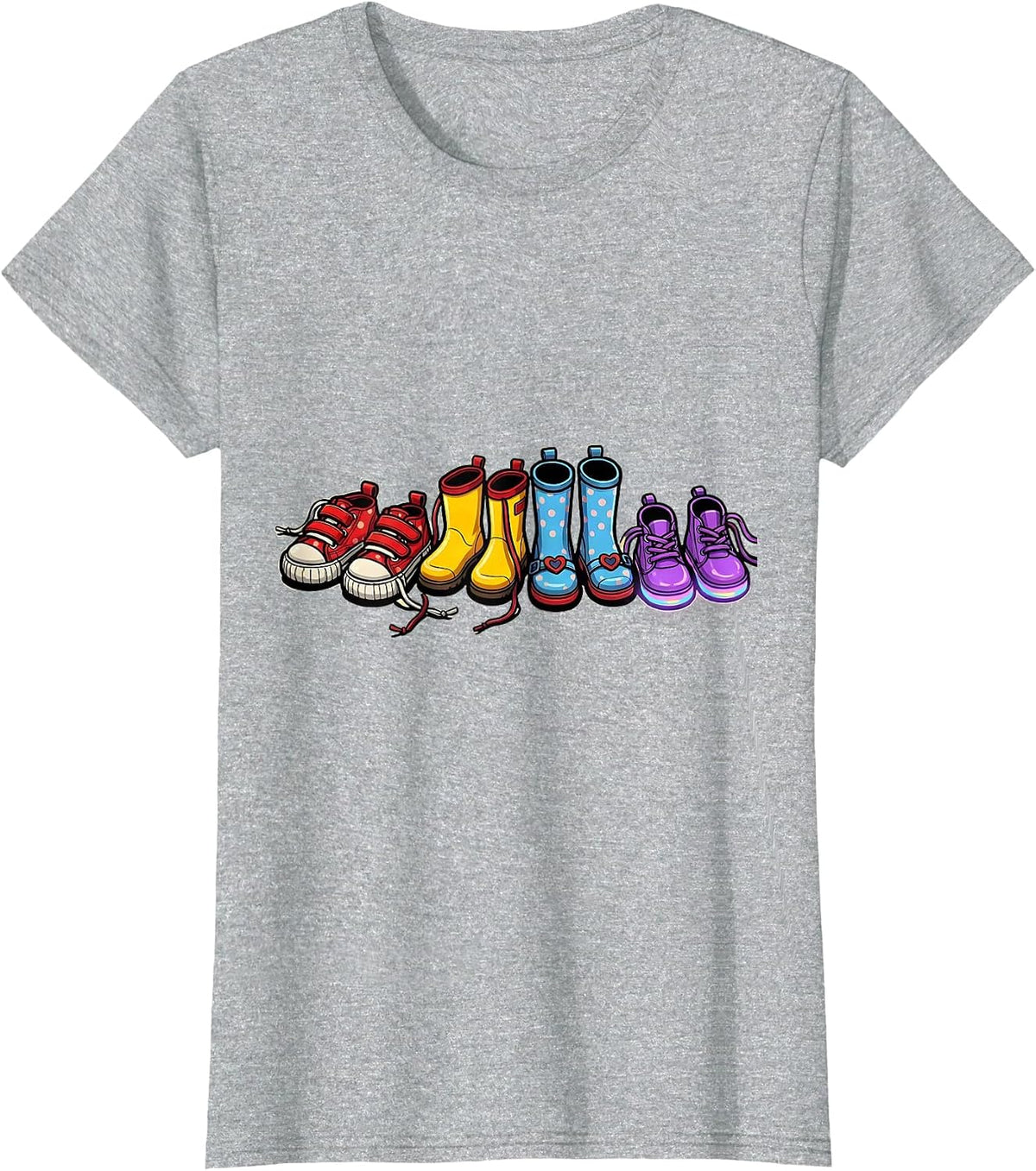 Kindergarten Teacher Tiny Shoes Graphic Design T-Shirt - Heather Grey