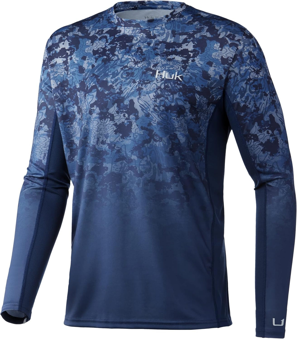 HUK Men's Icon X Camo Long Sleeve Performance Fishing Shirt - Tide Change Fade - Atlantic