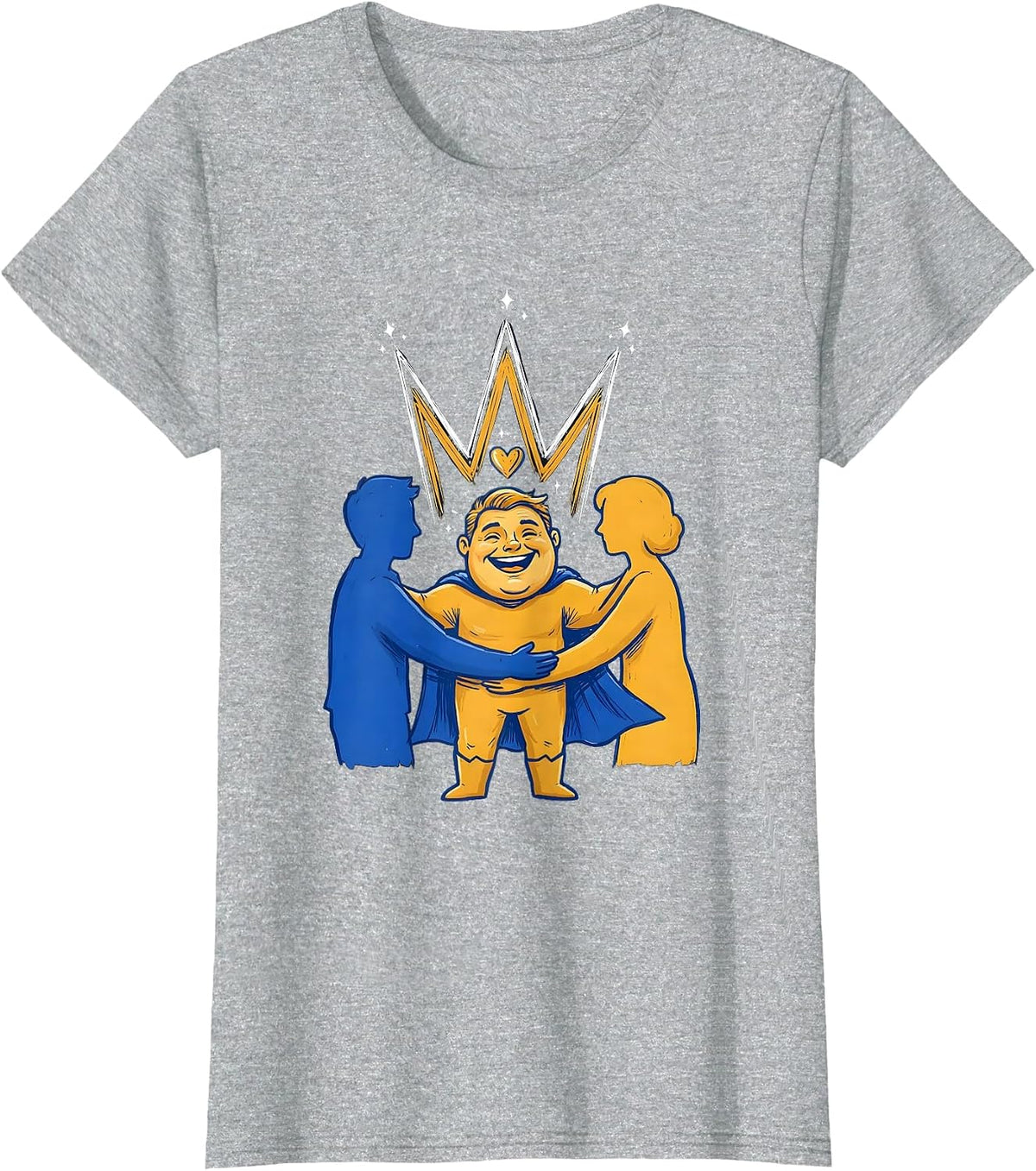 Women's Proud Family Support Down Syndrome Awareness Heartfelt T-Shirt - Heather Grey
