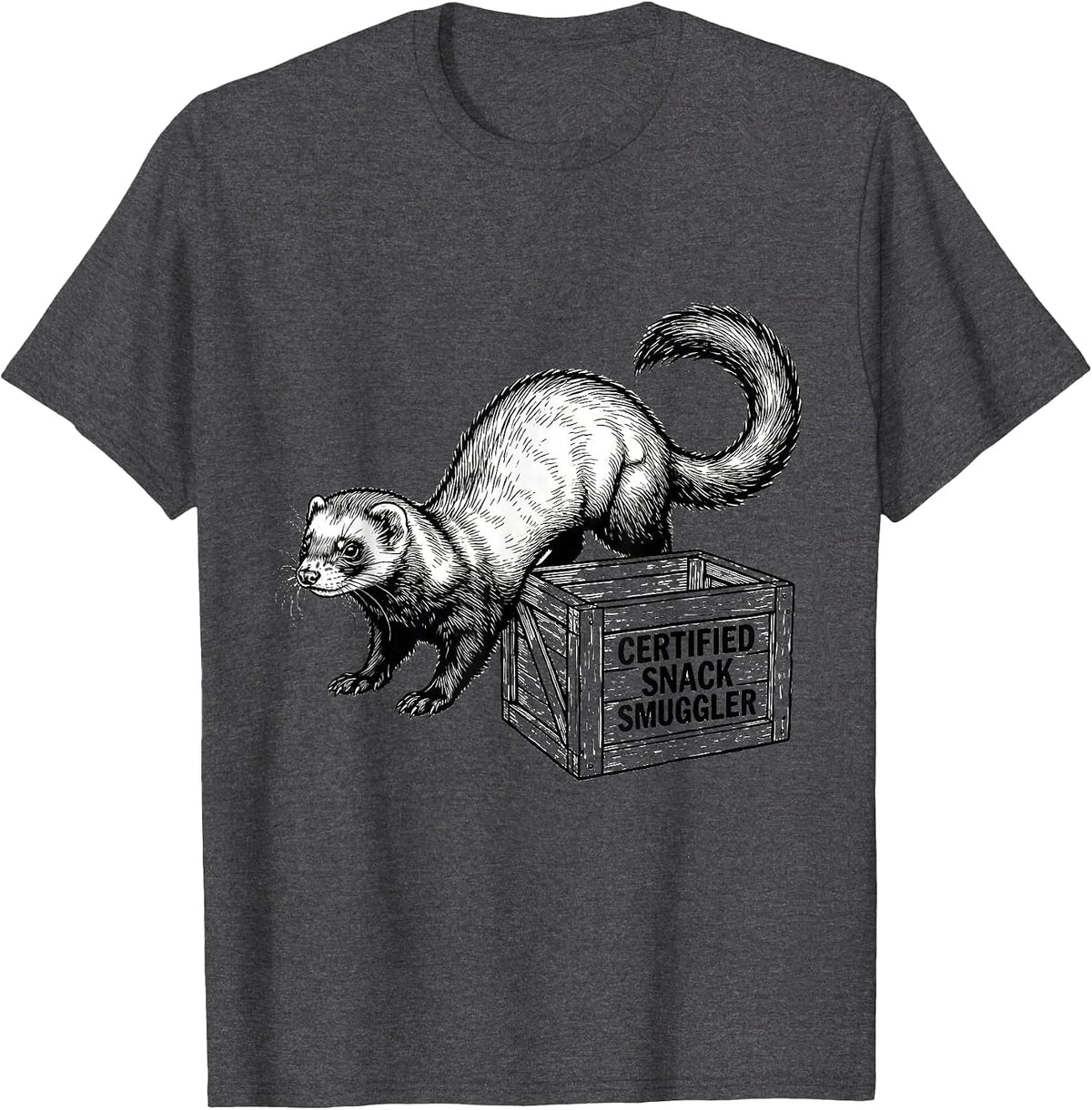 Men's Certified Snack Smuggler Funny Ferret Lover Gifts For Kids T-Shirt - Dark Heather Grey
