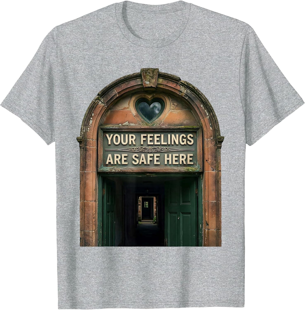 Men's Your Feelings Are Safe Here Vintage Mental Health Counselor T-Shirt - Heather Grey