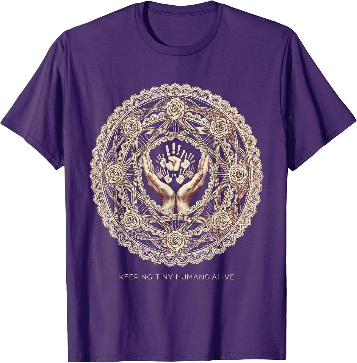 Keeping Tiny Humans Alive Daycare Teacher Design T-Shirt - Purple