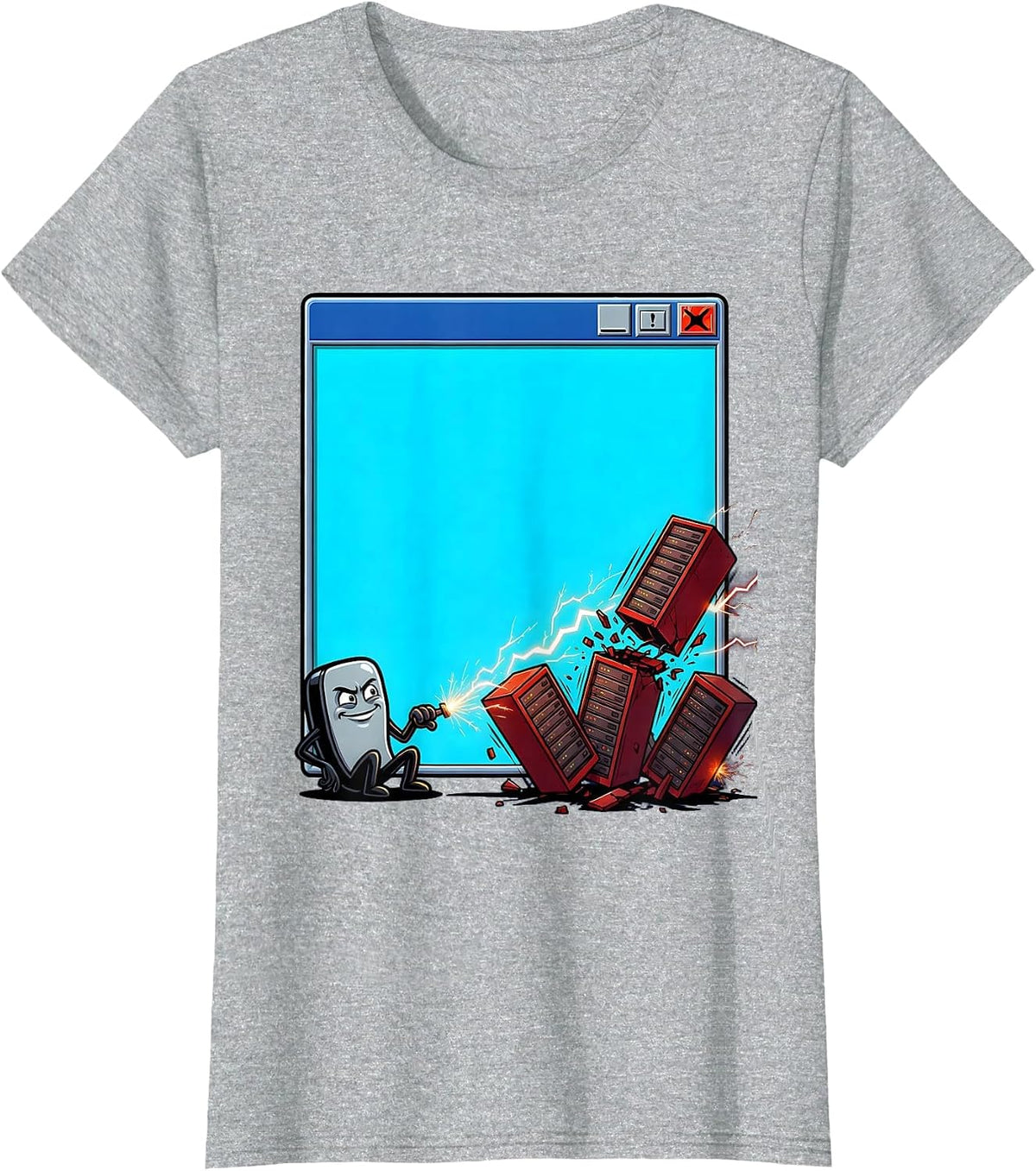 Terminal Chaos Cartoon IT Humor Sysadmin T-Shirt - Heather Grey