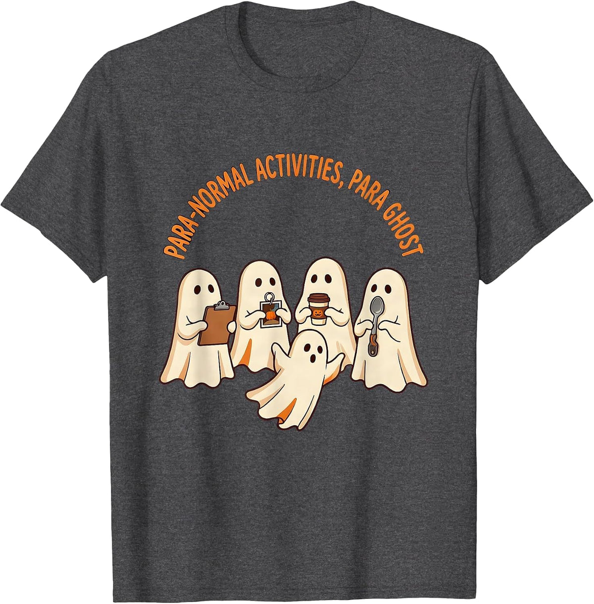 Men's Para-Normal Activities Para Ghost Sped Teacher Halloween T-Shirt - Dark Heather Grey