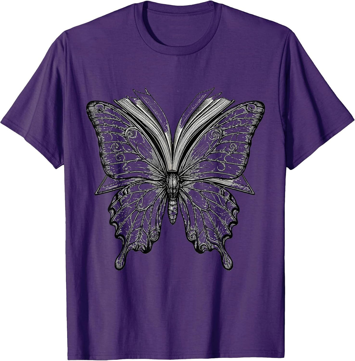 Special Ed Teacher Flying Book Butterfly Design T-Shirt - Purple