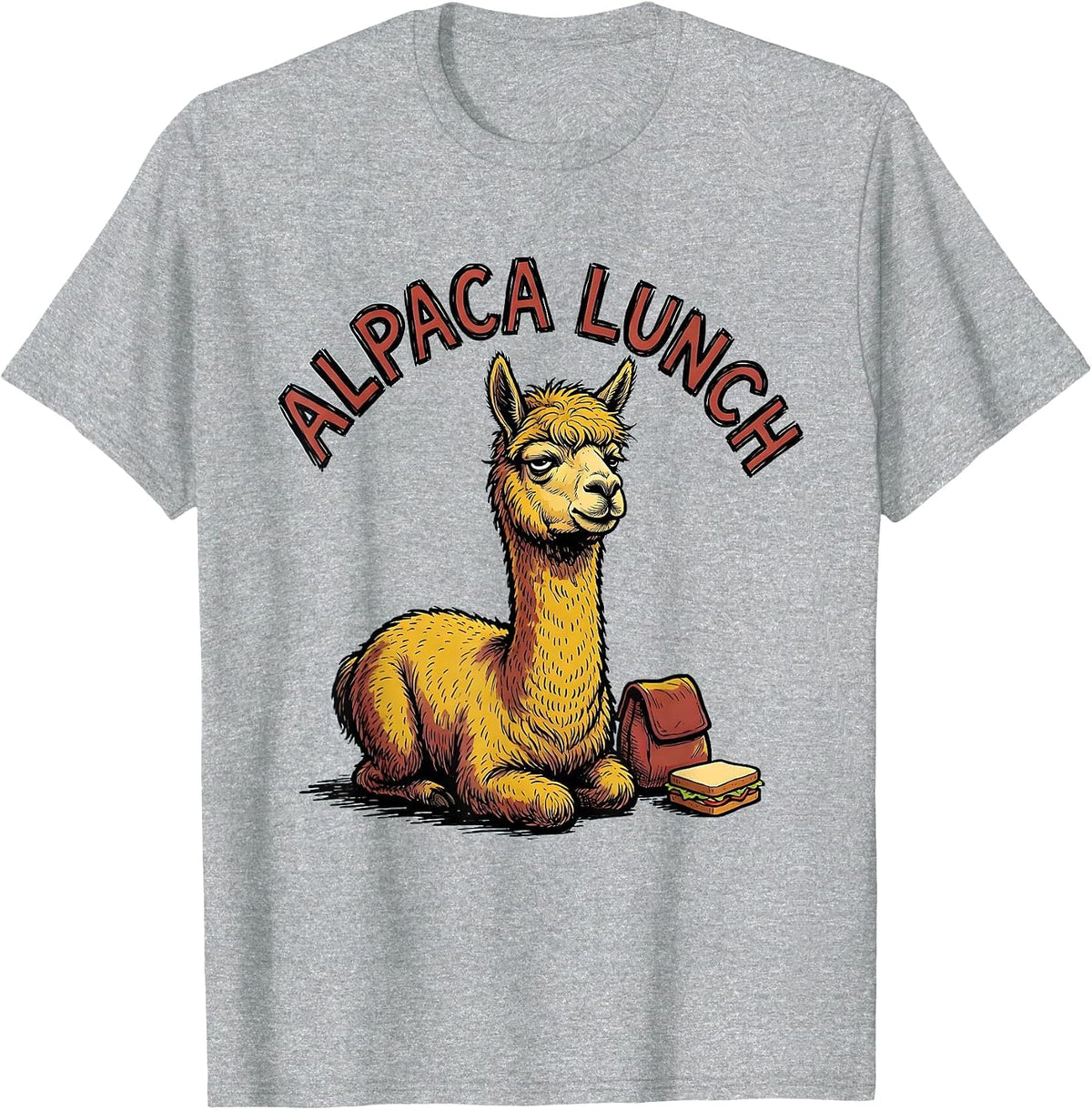 Men's Alpaca Lunch Funny Alpaca Lover Animal Humor Novelty T-Shirt - Heather Grey