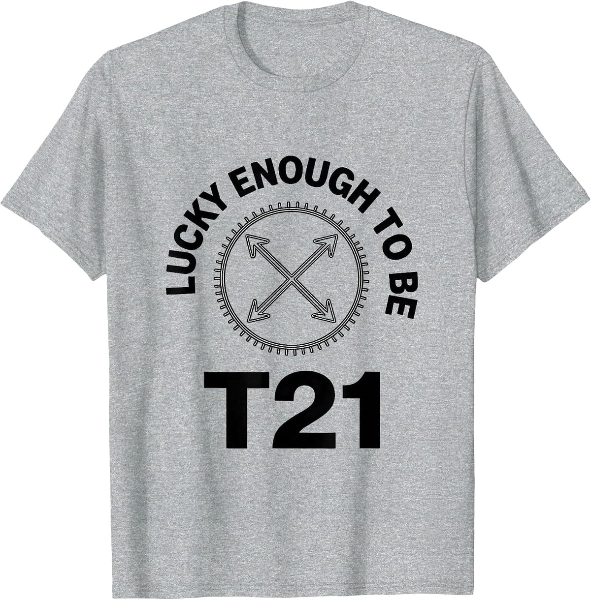 Men's Lucky Enough To Be T21 Down Syndrome Awareness Sunflower T-Shirt - Heather Grey