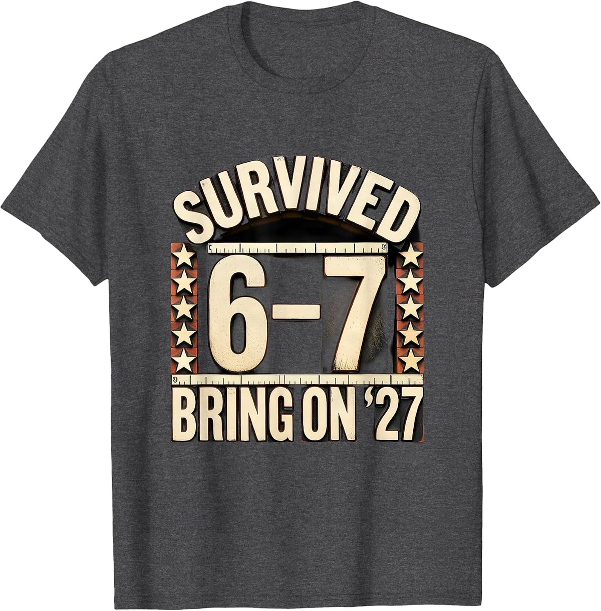 Survived 6-7 Bring On 27 Funny Teacher Reading Meme Humor T-Shirt - Dark Heather Grey