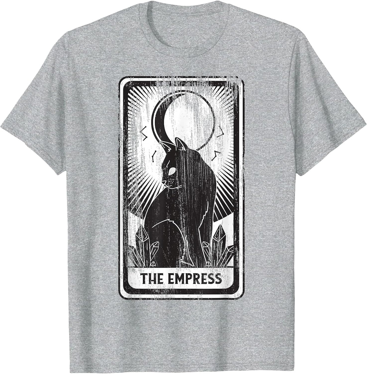 Black Cat Empress Tarot Card T-Shirt - Heather Grey
