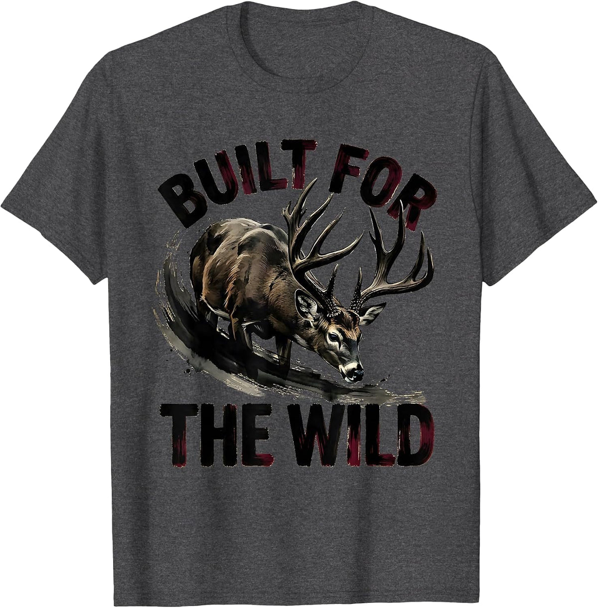 Men's Built for the Wild Hunting Graphic Design T-Shirt - Dark Heather Grey