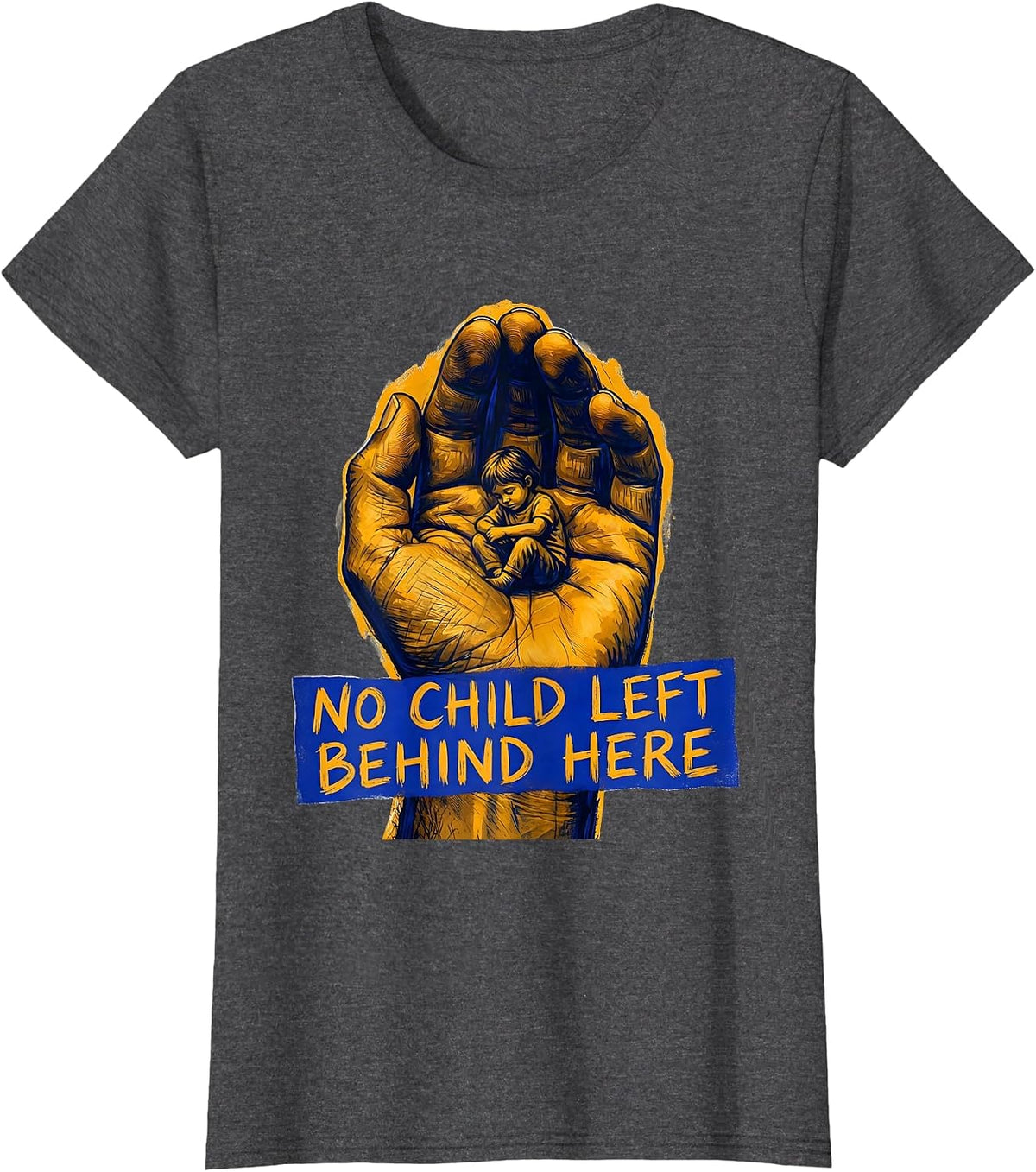 Women's No Child Left Behind Here Sped Teacher Design T-Shirt - Dark Heather Grey