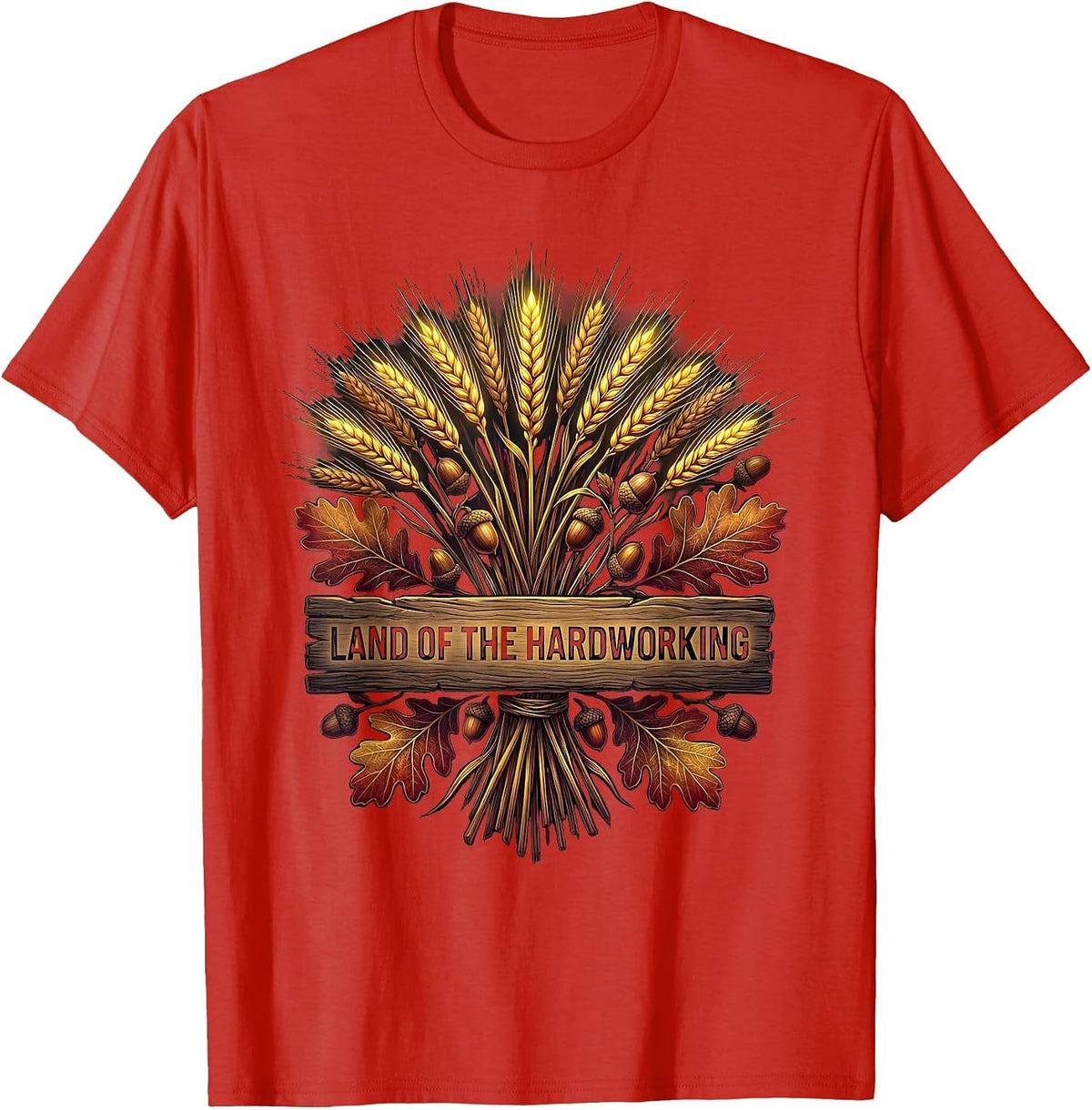Men's Land of the Hardworking Stars and Stripes Design T-Shirt - Red