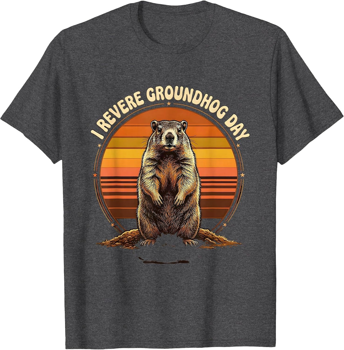 I Revere Groundhog Day Retro 70s Funny Groundhog Day Gift T-Shirt - Dark Heather Grey