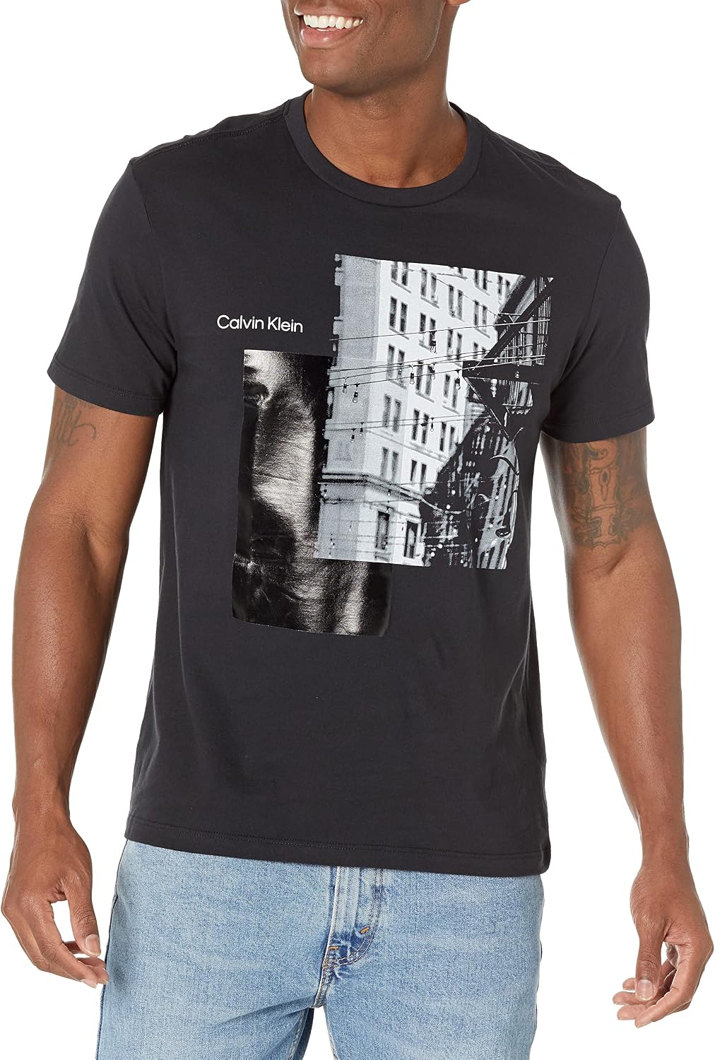 Calvin Klein Men's NYC Building Crewneck T-Shirt - Black Beauty