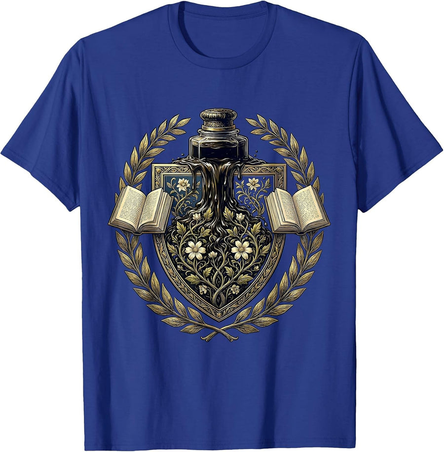 Inkwell Garden Teacher Illustration T-Shirt - Royal Blue