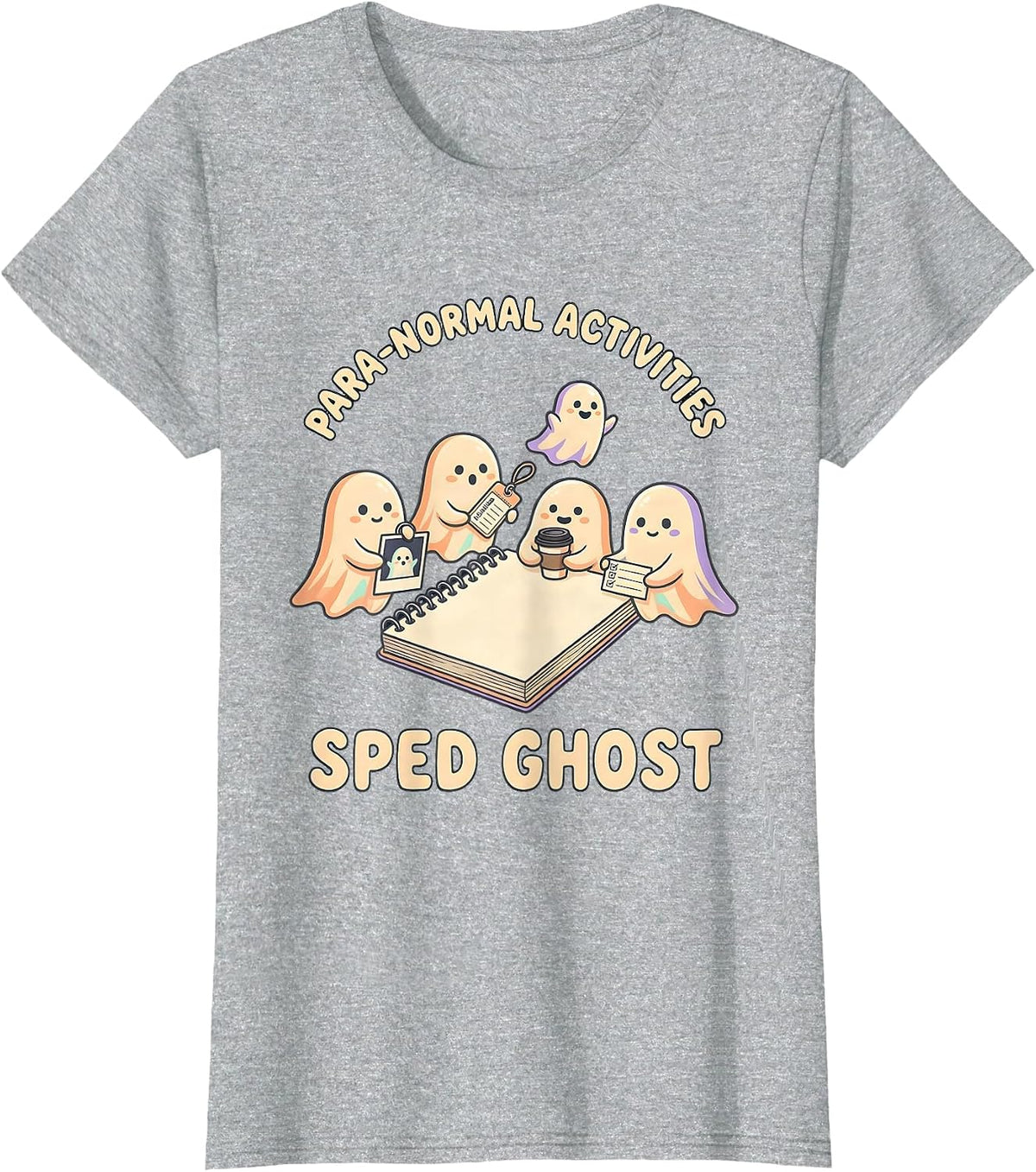 Women's Para-Normal Activities SPED Ghost Kawaii Teacher Halloween T-Shirt - Heather Grey
