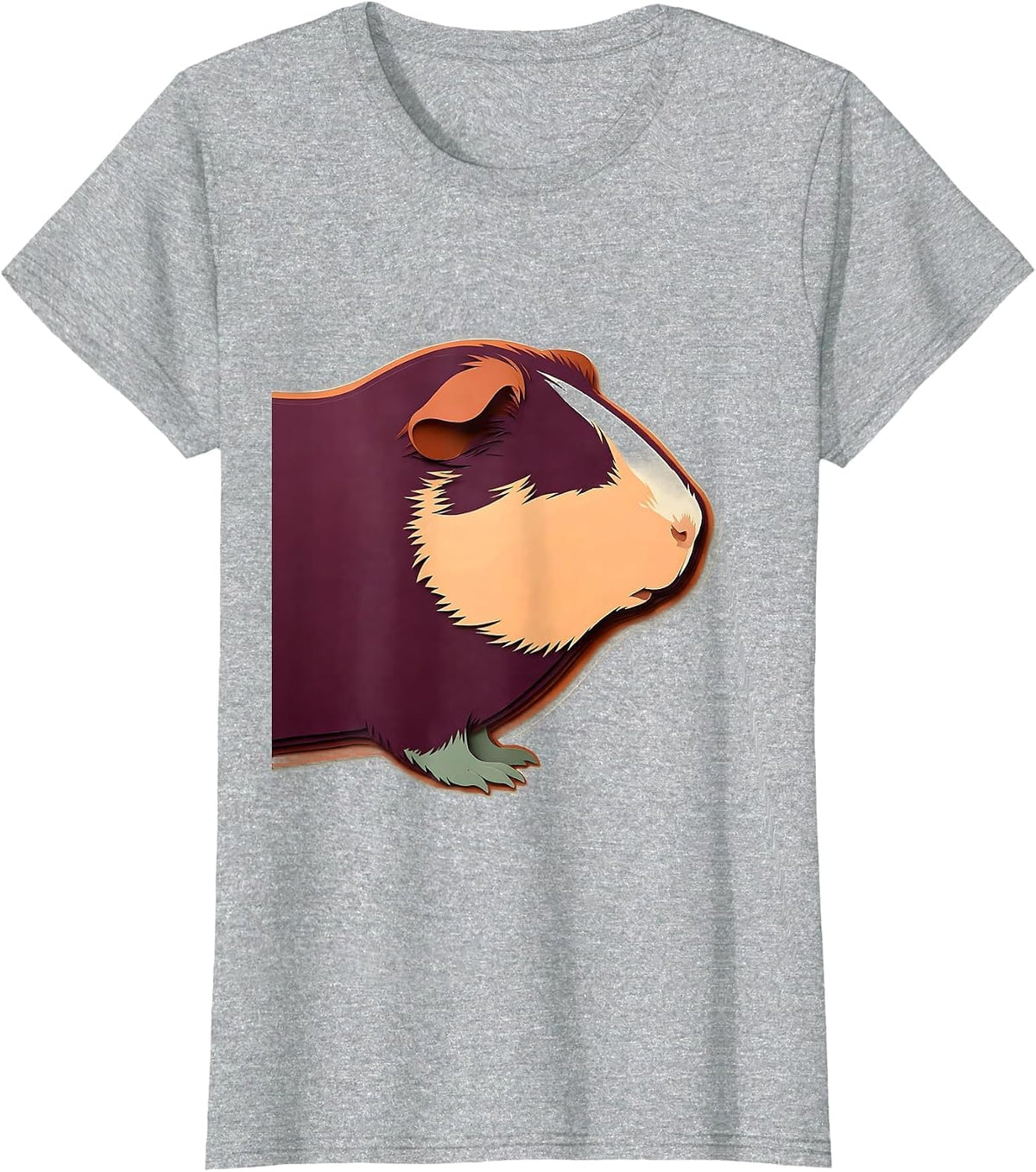 Guinea Pig Loaf Paper Cutout Animal Lover Humor T-Shirt - Heather Grey