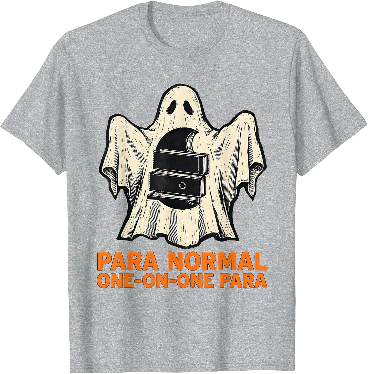 Men's Para Normal One-on-One Para Ghost Linocut Sped Teacher T-Shirt - Heather Grey