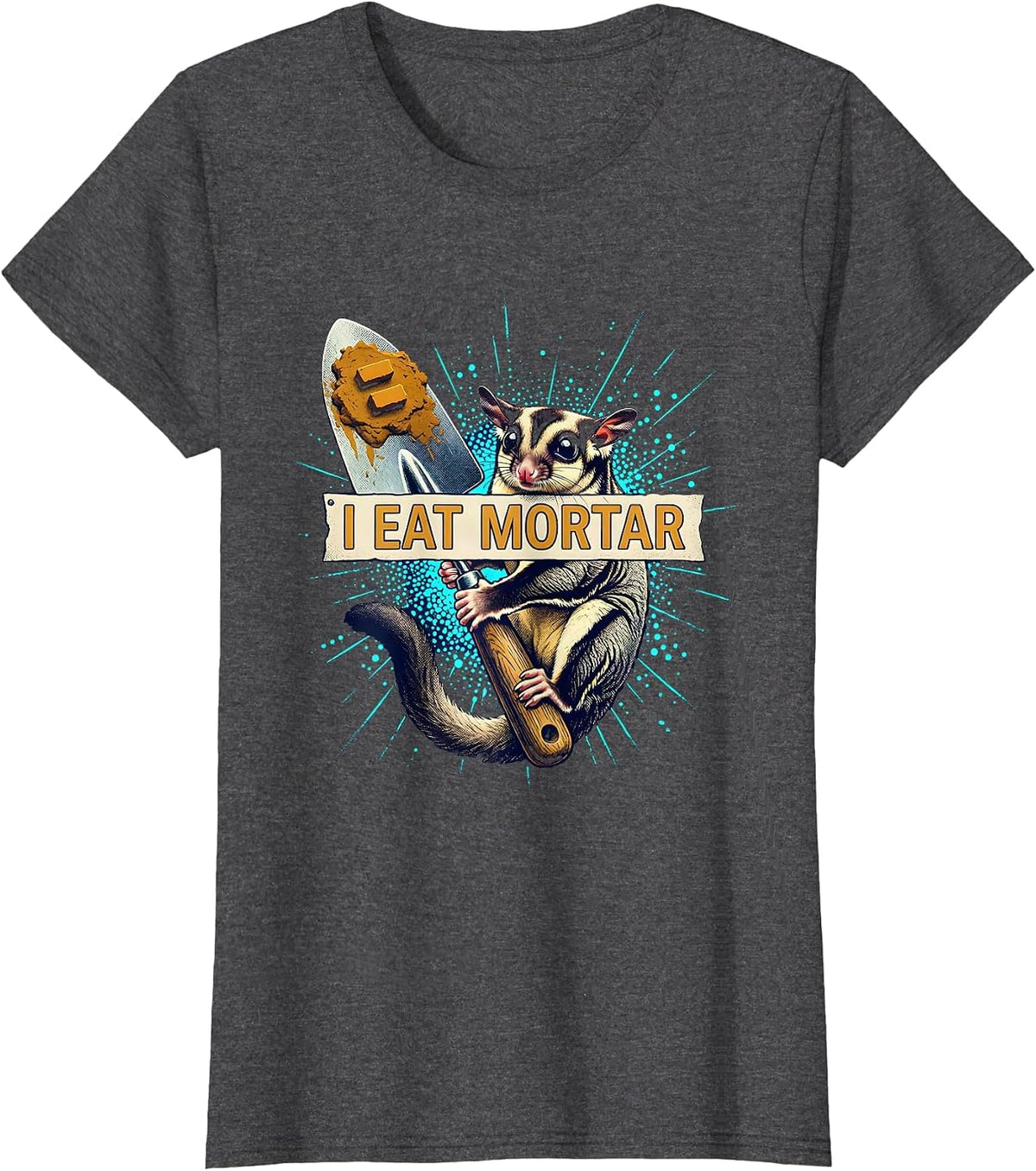 Women's I Eat Mortar Surreal Sugar Glider Funny Cat Meme Internet T-Shirt - Dark Heather Grey