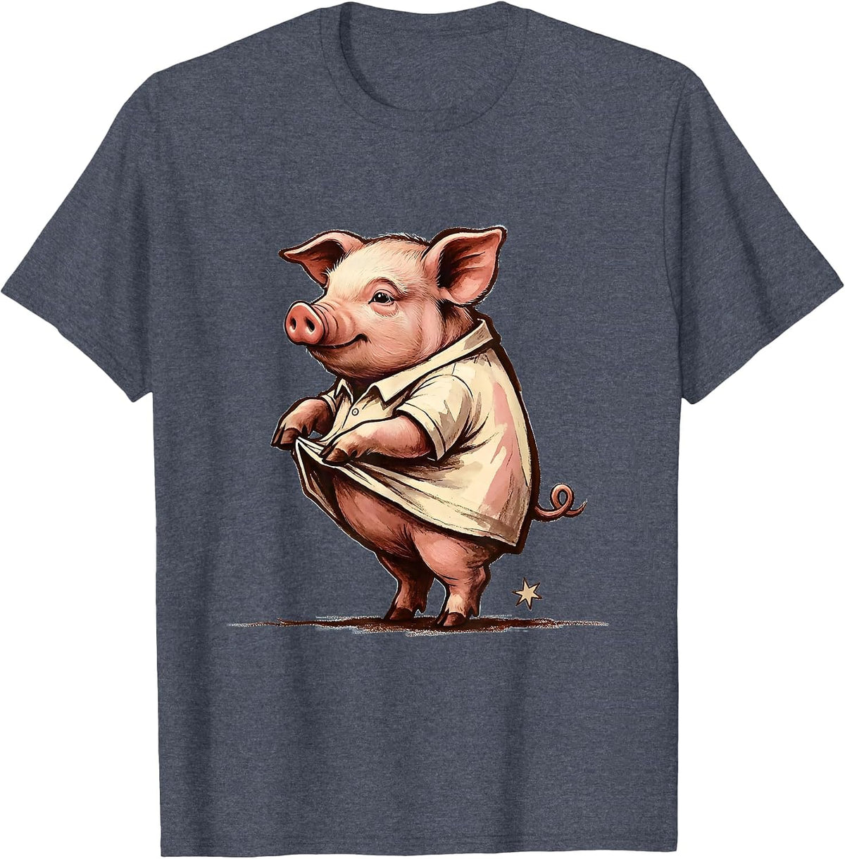 Cheerful Piglet Storybook Pig Lover Halloween Costume T-Shirt - Heather Blue