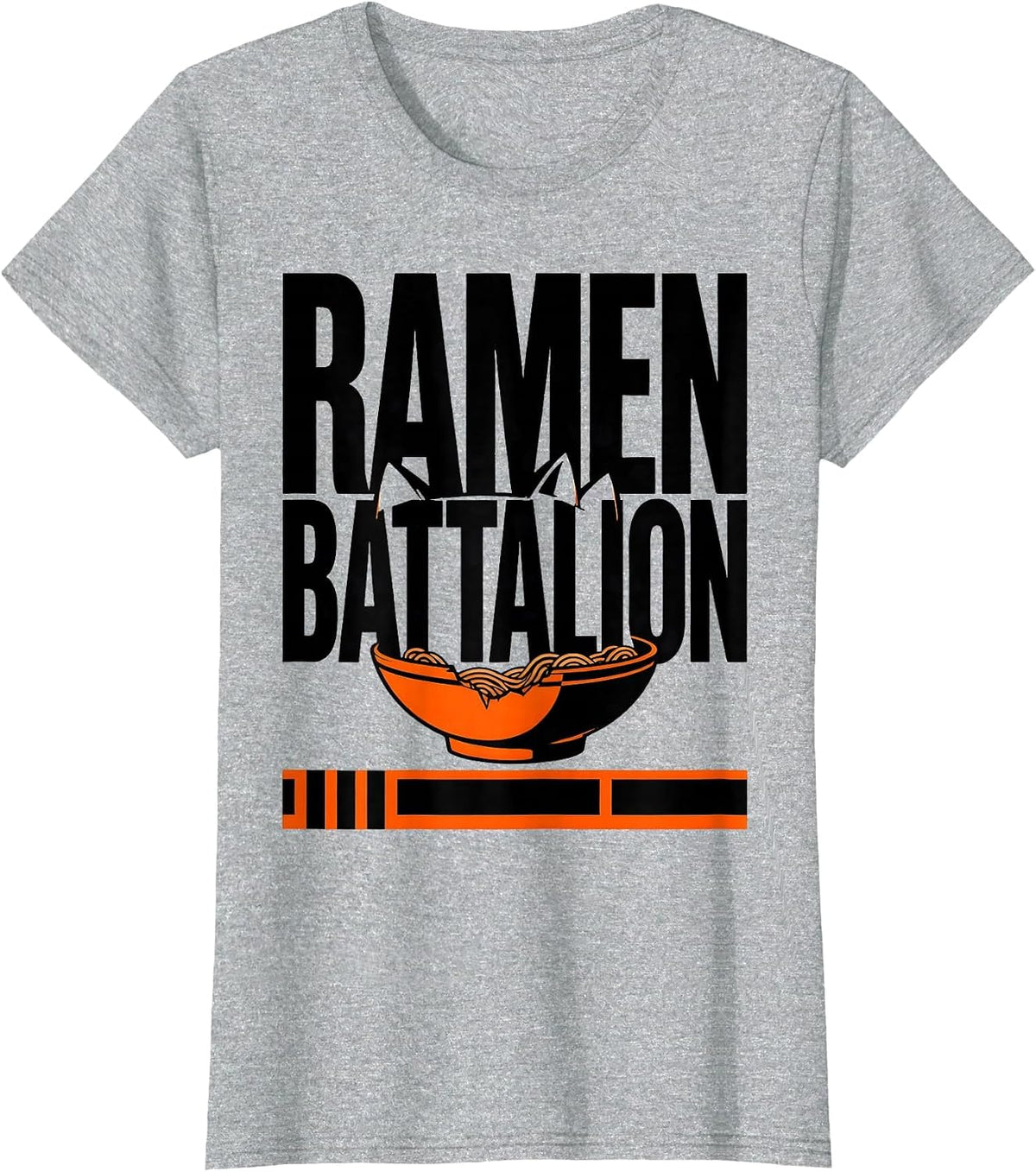 RAMEN BATTALION Kawaii Anime Cat Japanese Humor T-Shirt - Heather Grey