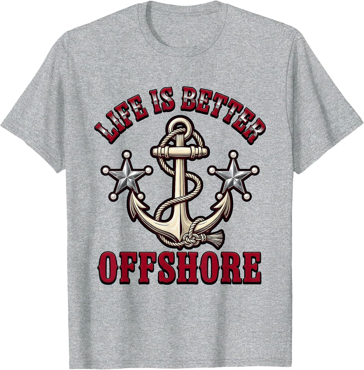 Men's Life Is Better Offshore Sailor Design T-Shirt - Heather Grey