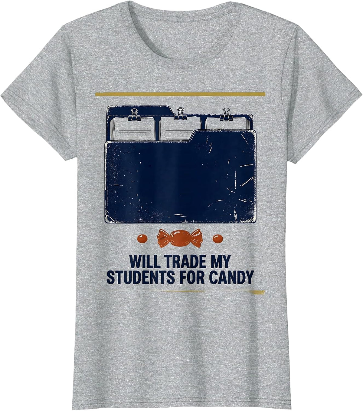 Women's Will Trade My Students For Candy Vintage Teacher Halloween T-Shirt - Heather Grey