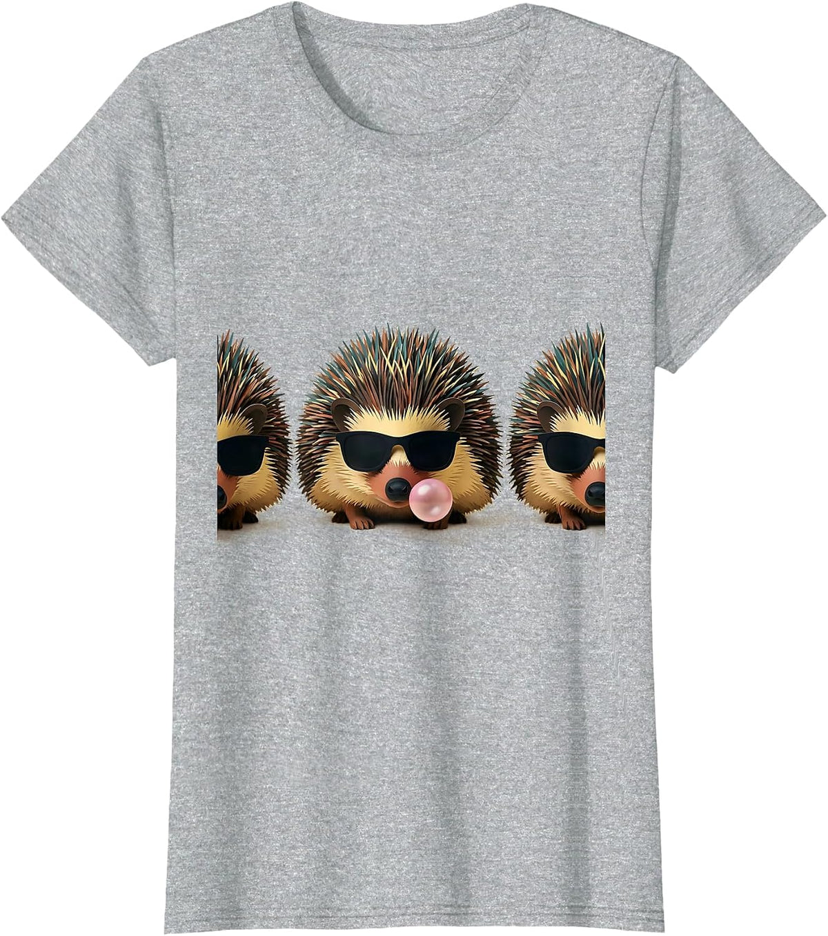 Women's Hedgehog Sunglasses Paper Cutout Funny Animal Lover T-Shirt - Heather Grey