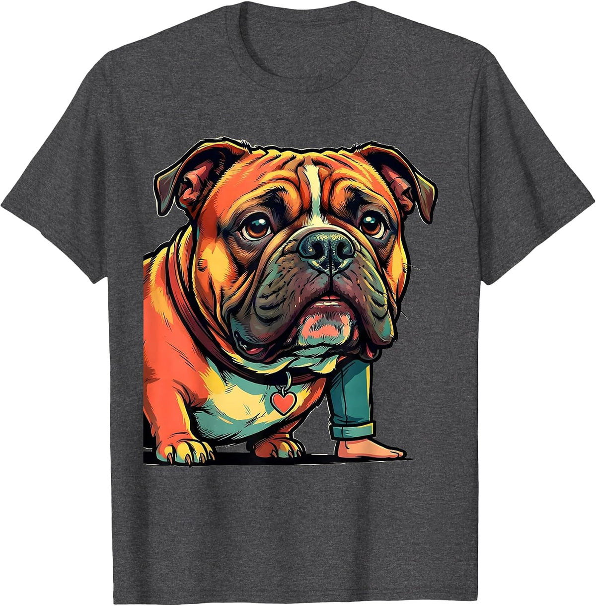 Pittie Dog Mom Cartoon Pit Bull Lover Gift T-Shirt - Dark Heather Grey