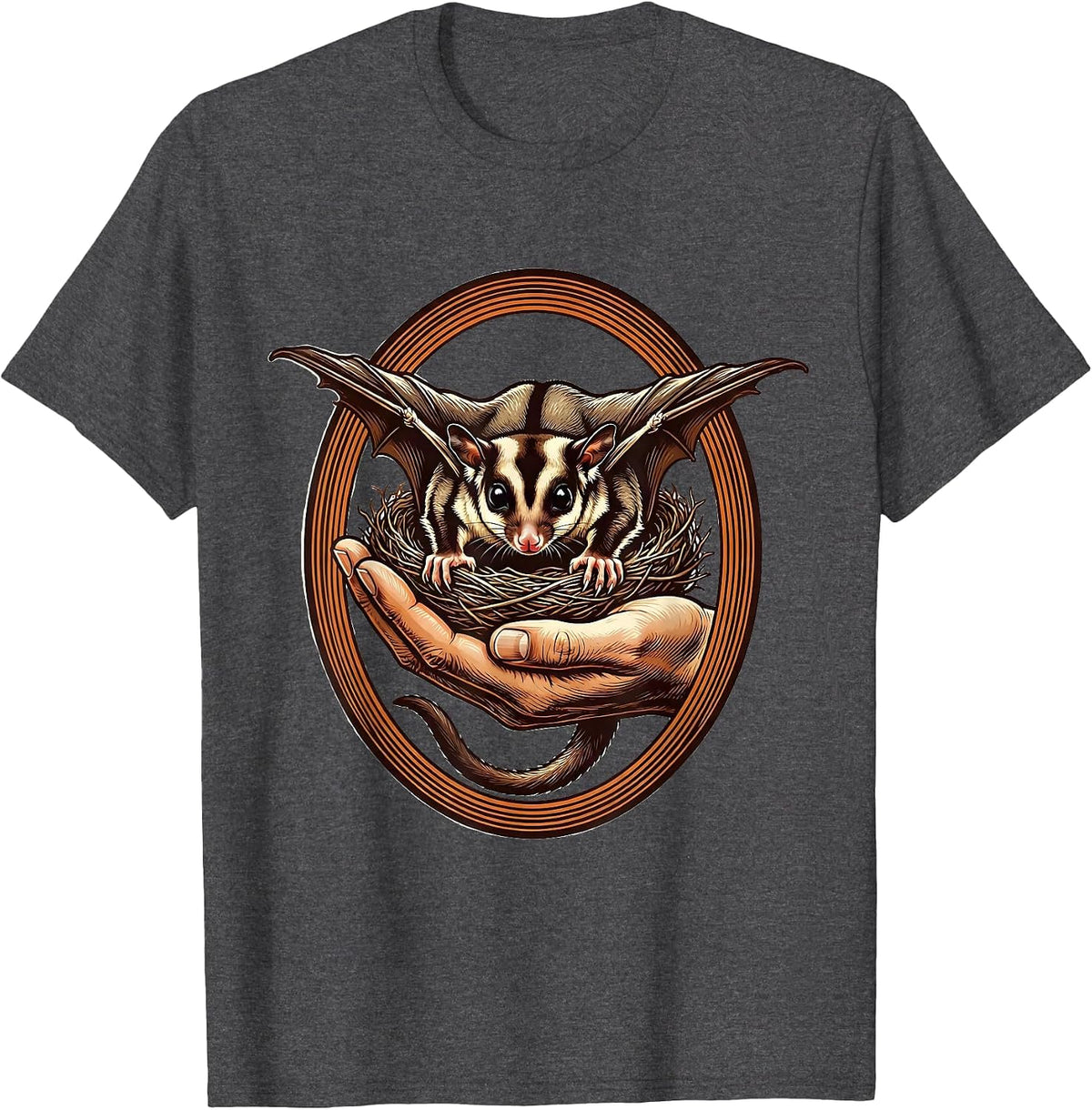 Sugar Glider Bold Outline Pet Lover Humor T-Shirt - Dark Heather Grey