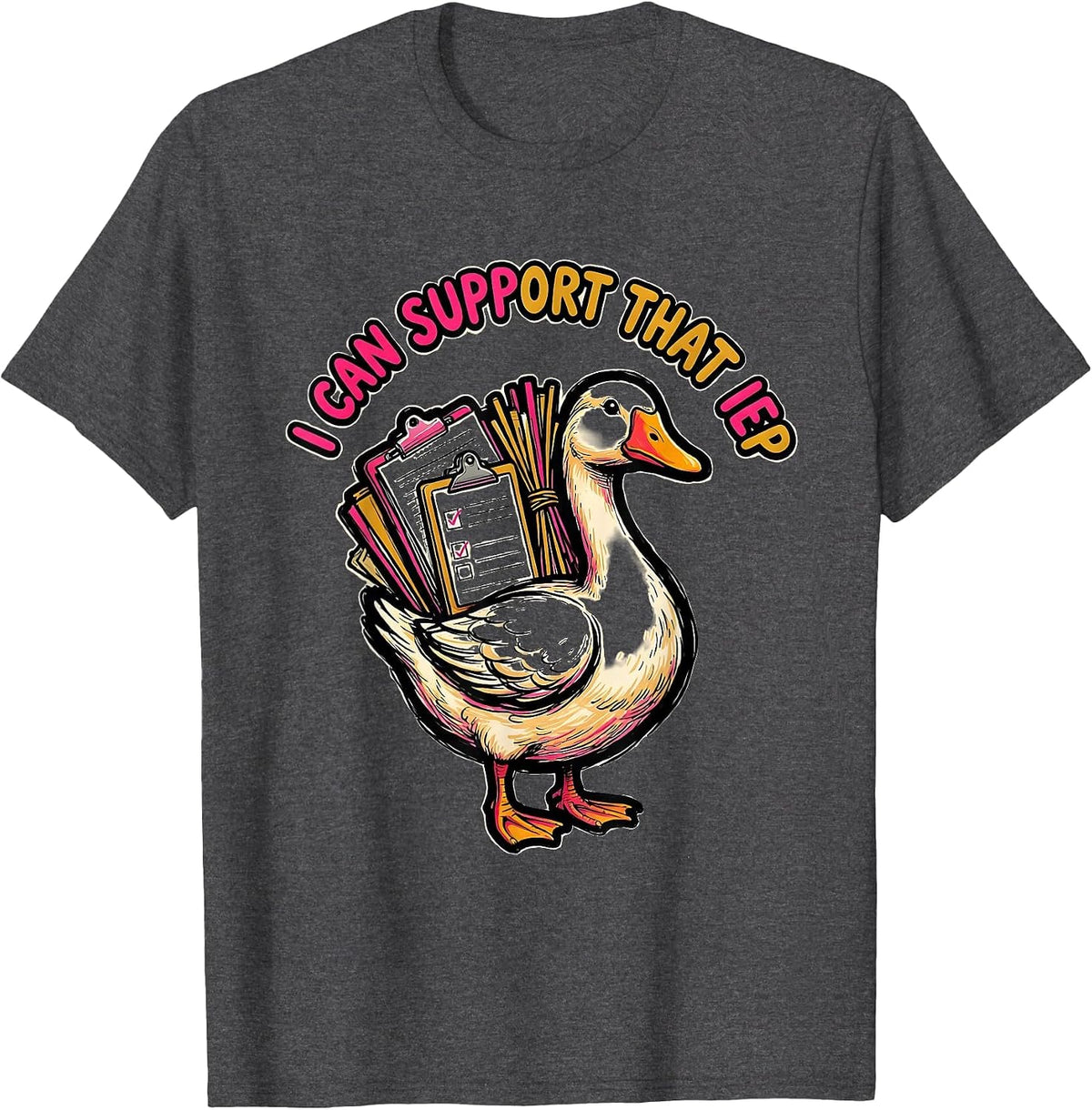 Men's I Can Support That IEP Funny Special Education Teacher SPED T-Shirt - Dark Heather Grey