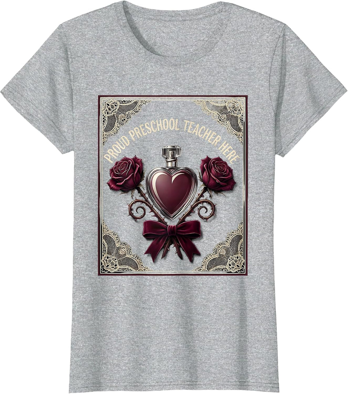 Proud Preschool Teacher Graphic Design T-Shirt - Heather Grey