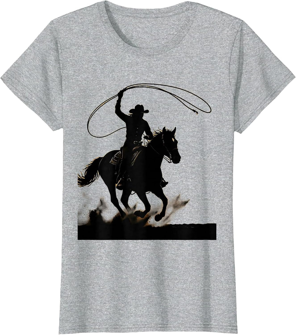 Women's Cowgirl Swinging Rope Rodeo Arena Graphic T-Shirt - Heather Grey