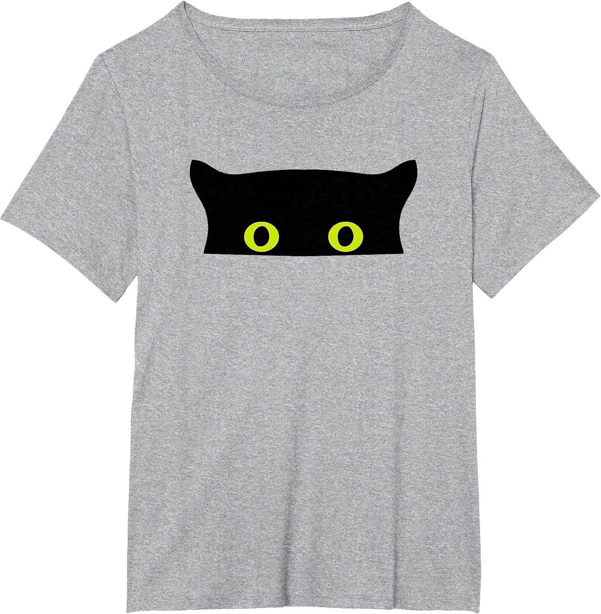 Funny Animal Black Cat Face Peeking Eyes T-Shirt - Heather Grey