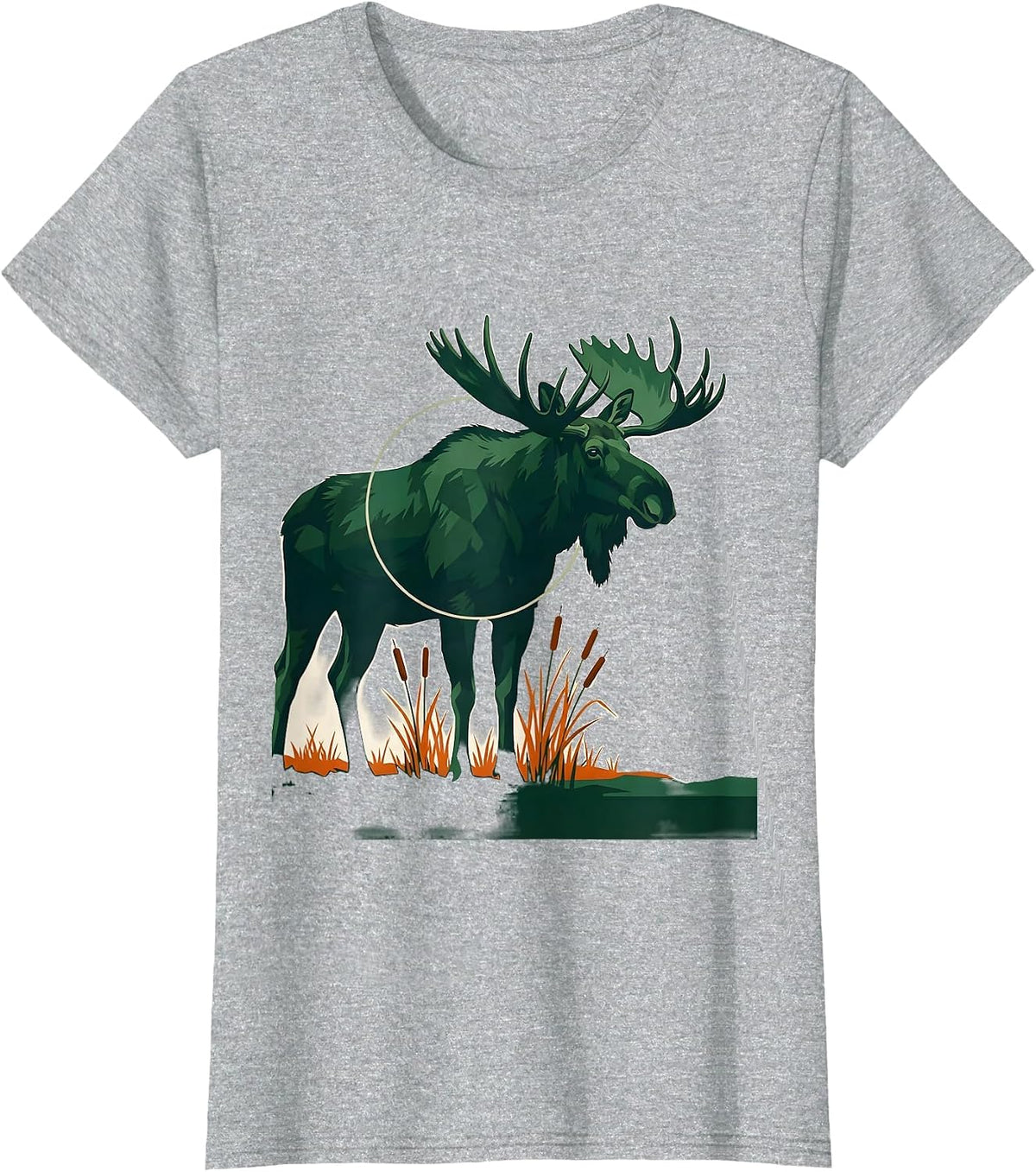 Moose Silhouette Nature Outdoor Hunting Wildlife T-Shirt - Heather Grey