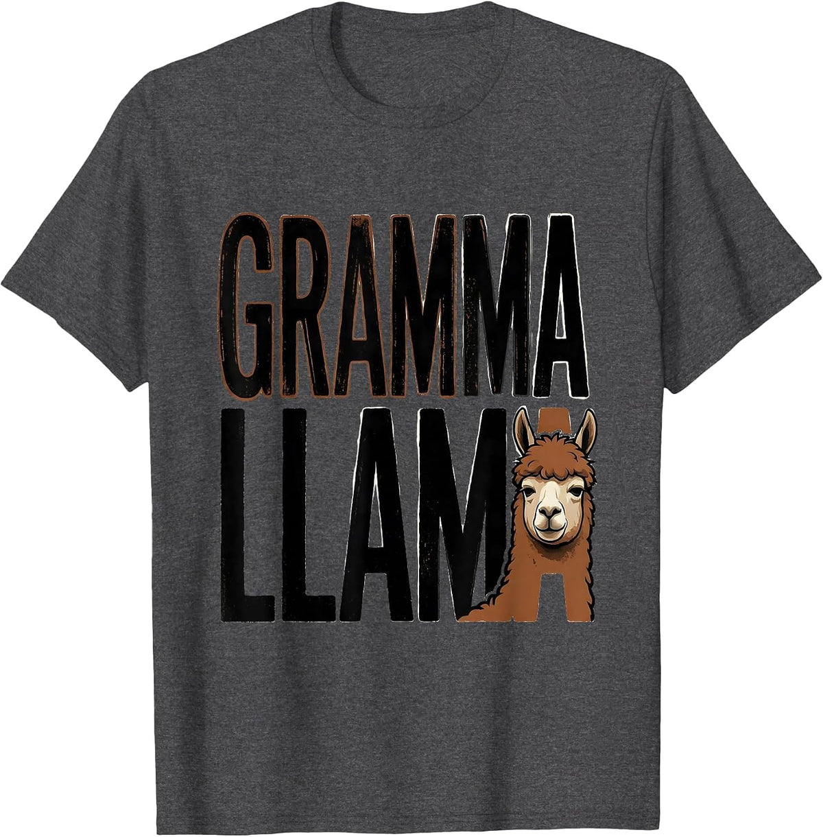 Men's Gramma Llama Funny Llama Alpaca Lover Gift Typography T-Shirt - Dark Heather Grey