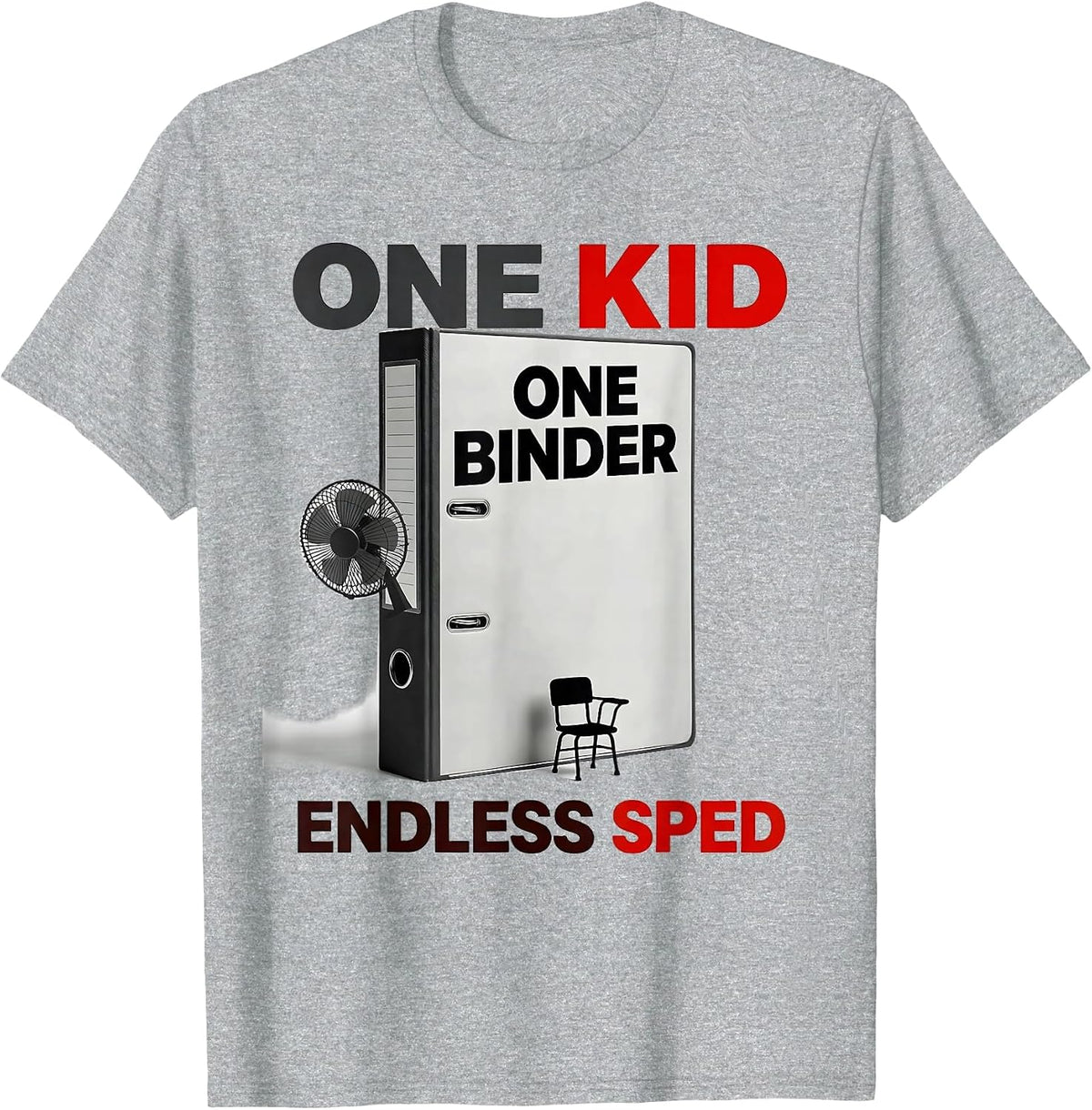 Men's One Kid One Binder Endless SPED Special Education Teacher T-Shirt - Heather Grey