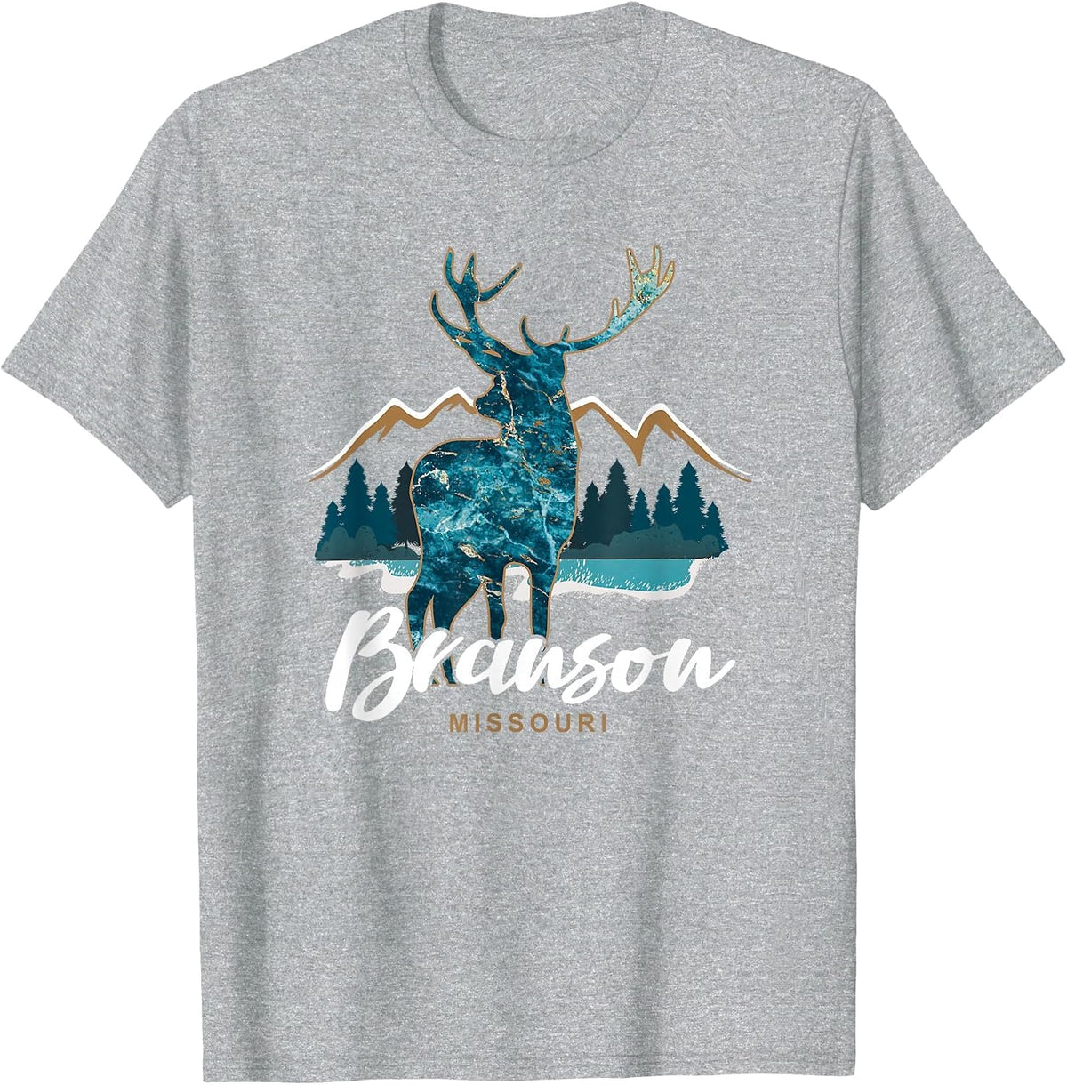 Branson Missouri Deer Ozark Mountains Nature Travel Souvenir T-Shirt - Heather Grey