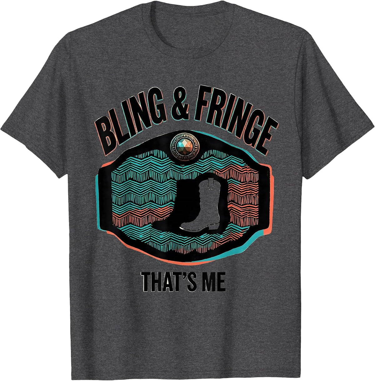 Bling & Fringe That's Me Western Cowgirl Rodeo Pride T-Shirt - Dark Heather Grey