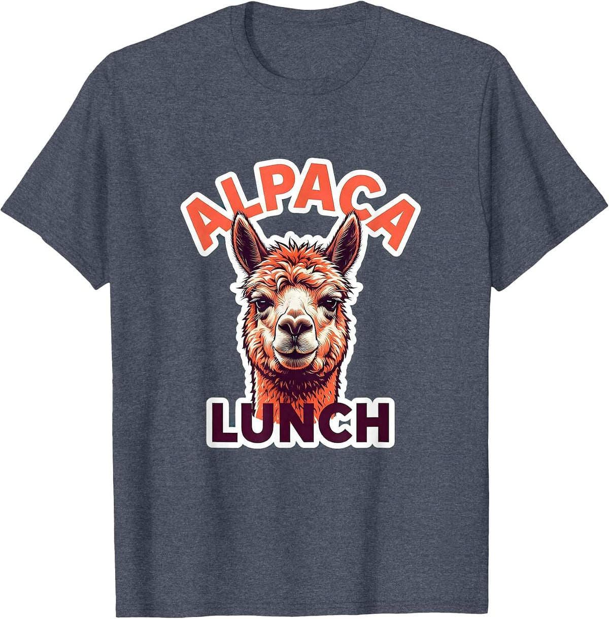 Alpaca Lunch Funny Alpaca Squad Humor Sticker Style T-Shirt - Heather Blue