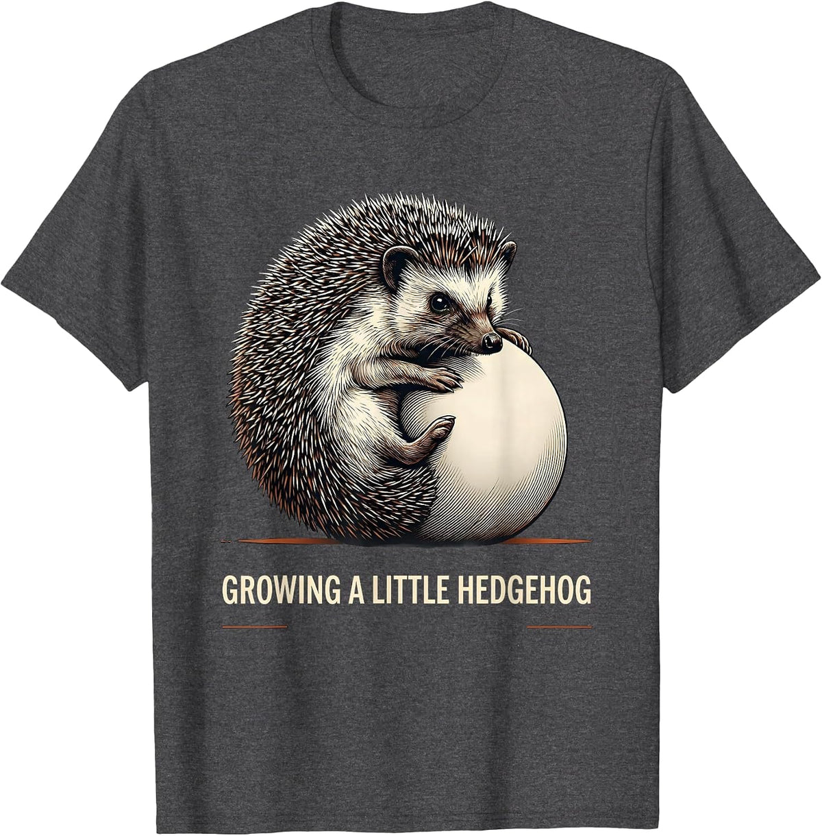 Men's Growing A Little Hedgehog Funny Pregnancy Announcement Mom T-Shirt - Dark Heather Grey