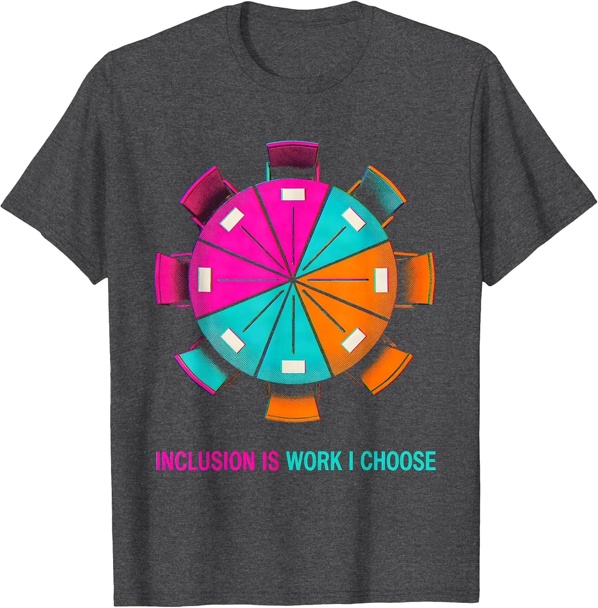 Men's Inclusion Is Work I Choose Risograph SPED Teacher Autism T-Shirt - Dark Heather Grey